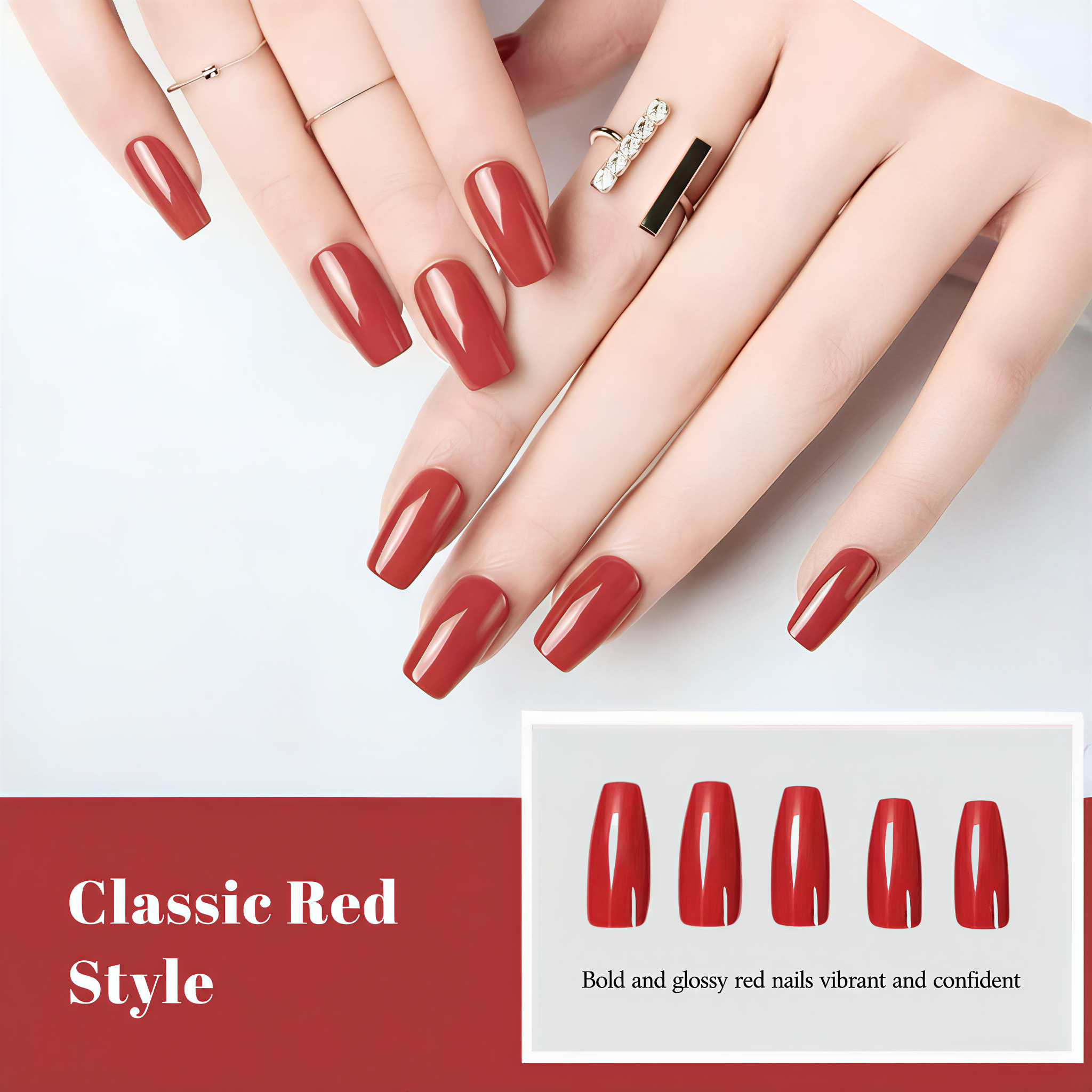 Press on Nails 24/30PCS: Jelly Red Flame Planet 3D Shell Gothic