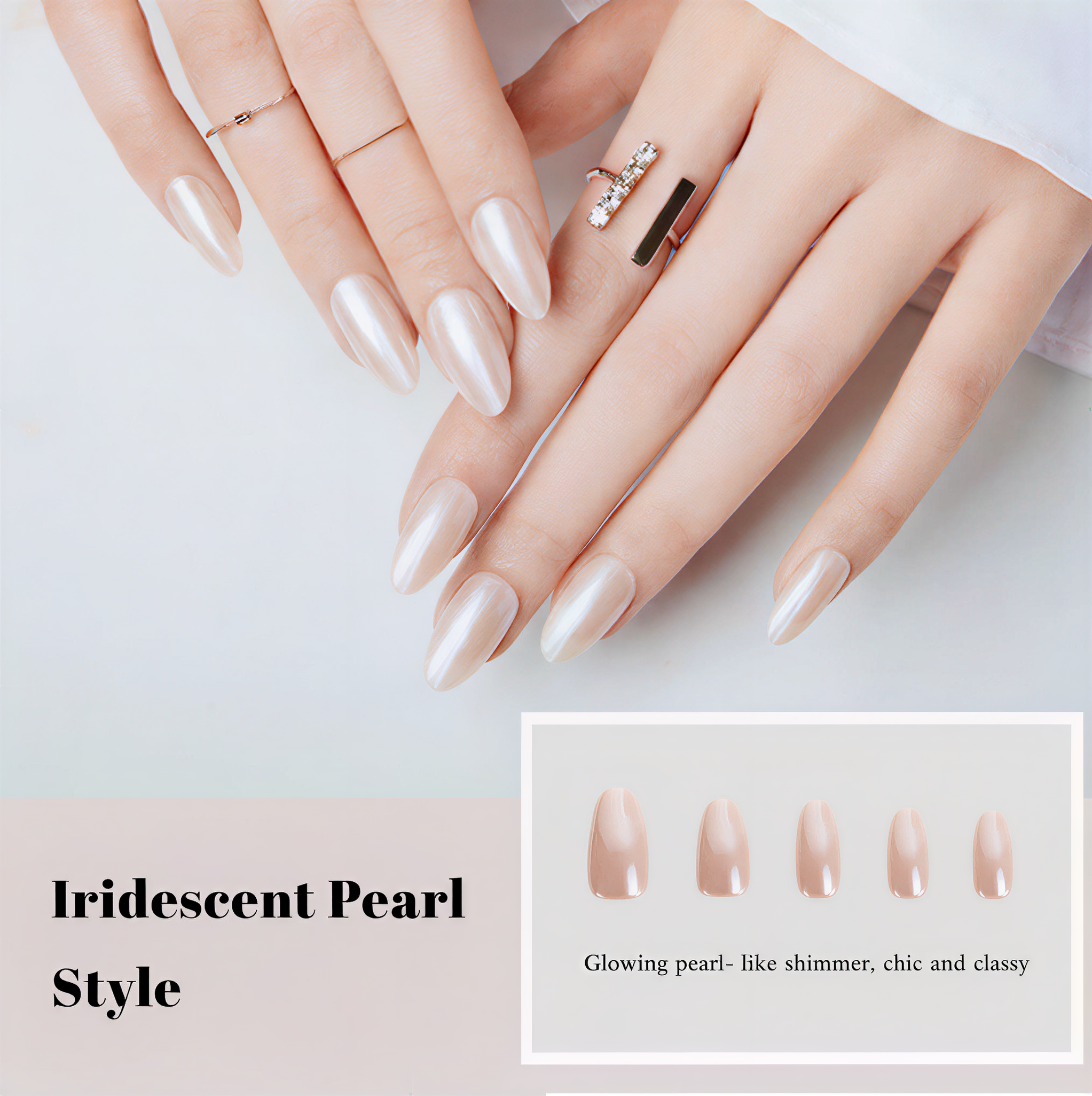 10-Pack Nude Blush & Peach Cat Eye False Nails - Short Square