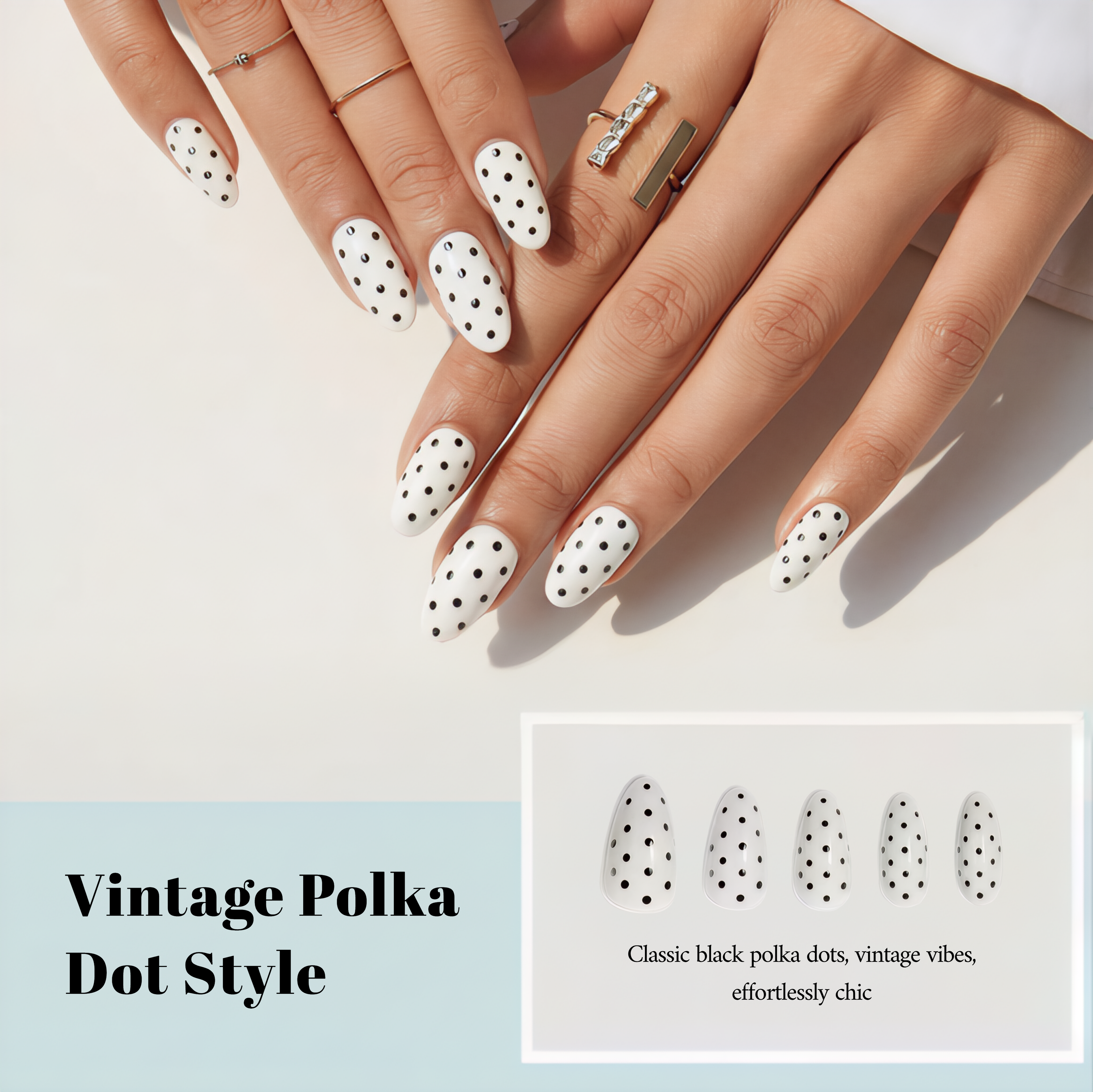 24-Pack Retro False Nails: Polka Dot, Butterfly, Leopard & Floral Designs