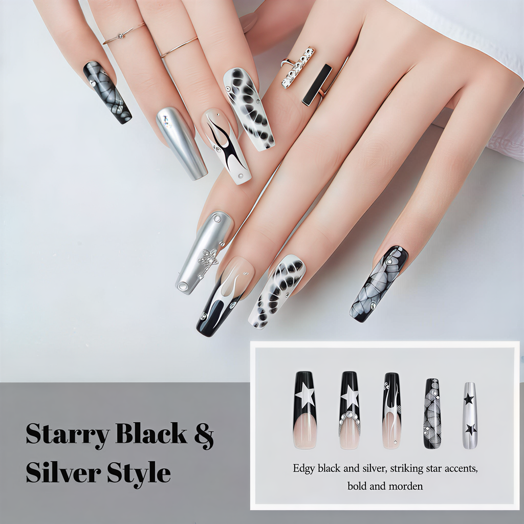 Press on Nails 24/30PCS: Jelly Red Flame Planet 3D Shell Gothic