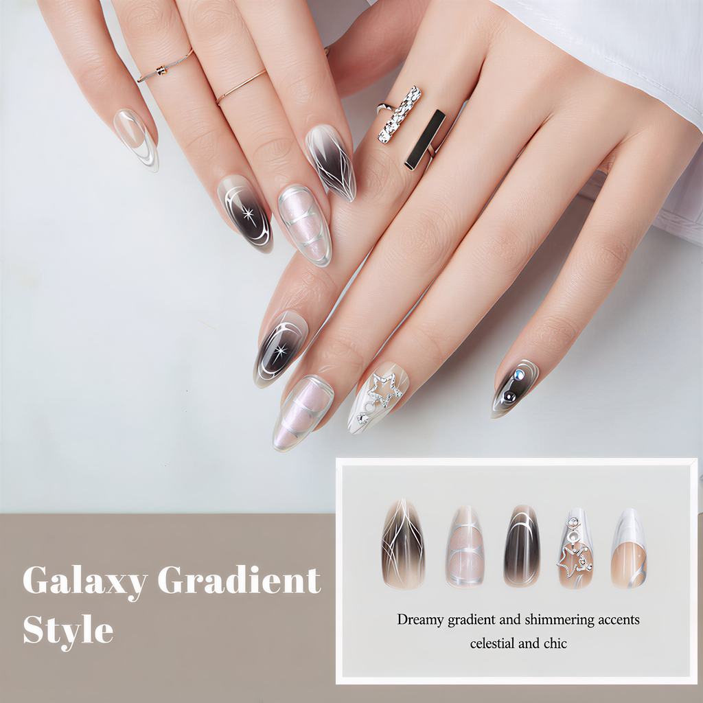 Press on Nails 24/30PCS: Jelly Red Flame Planet 3D Shell Gothic