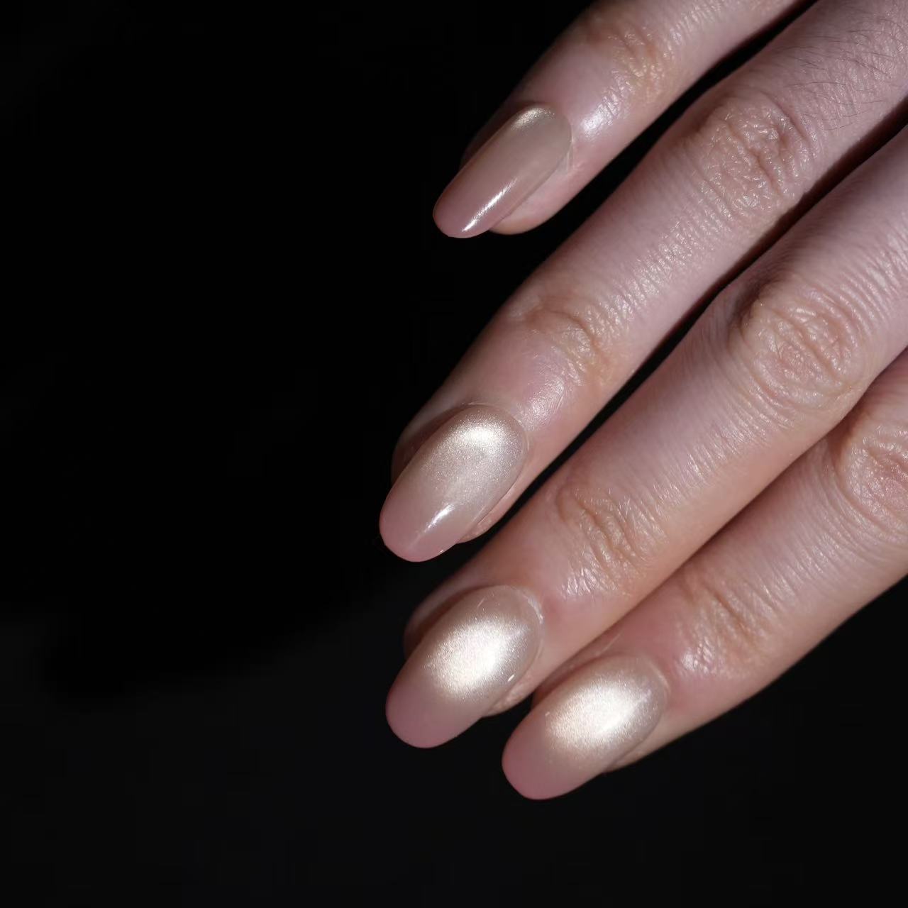 10-Pack Nude Blush & Peach Cat Eye False Nails - Short Square