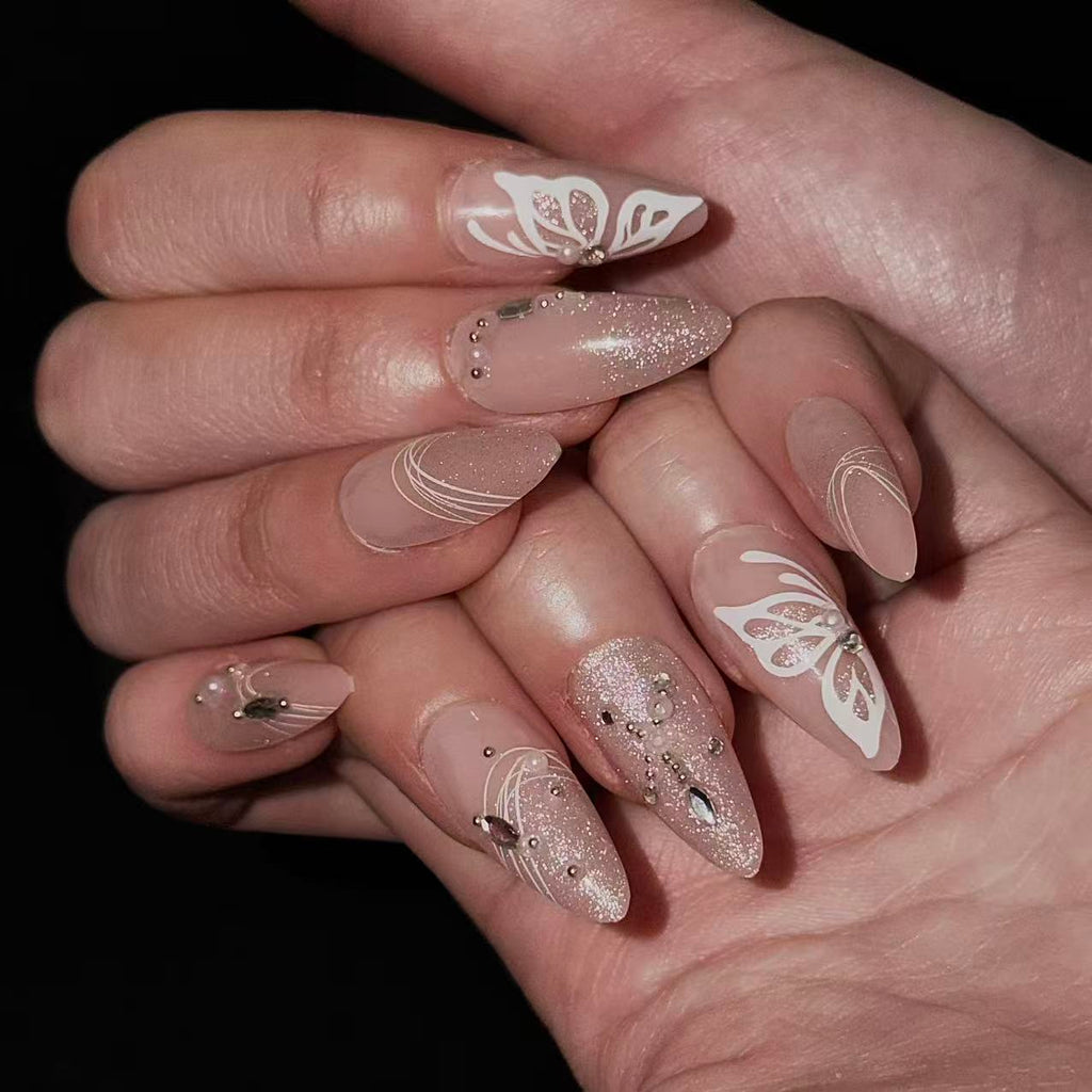 Press on Nails 24/30PCS: Jelly Red Flame Planet 3D Shell Gothic