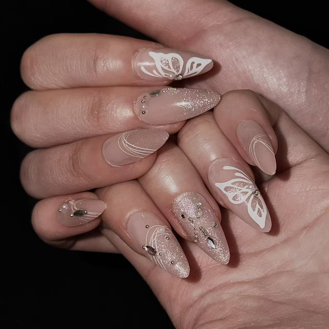 Press on Nails 24/30PCS: Jelly Red Flame Planet 3D Shell Gothic