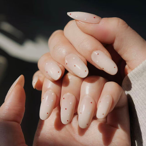 10-Pack Nude Blush & Peach Cat Eye False Nails - Short Square