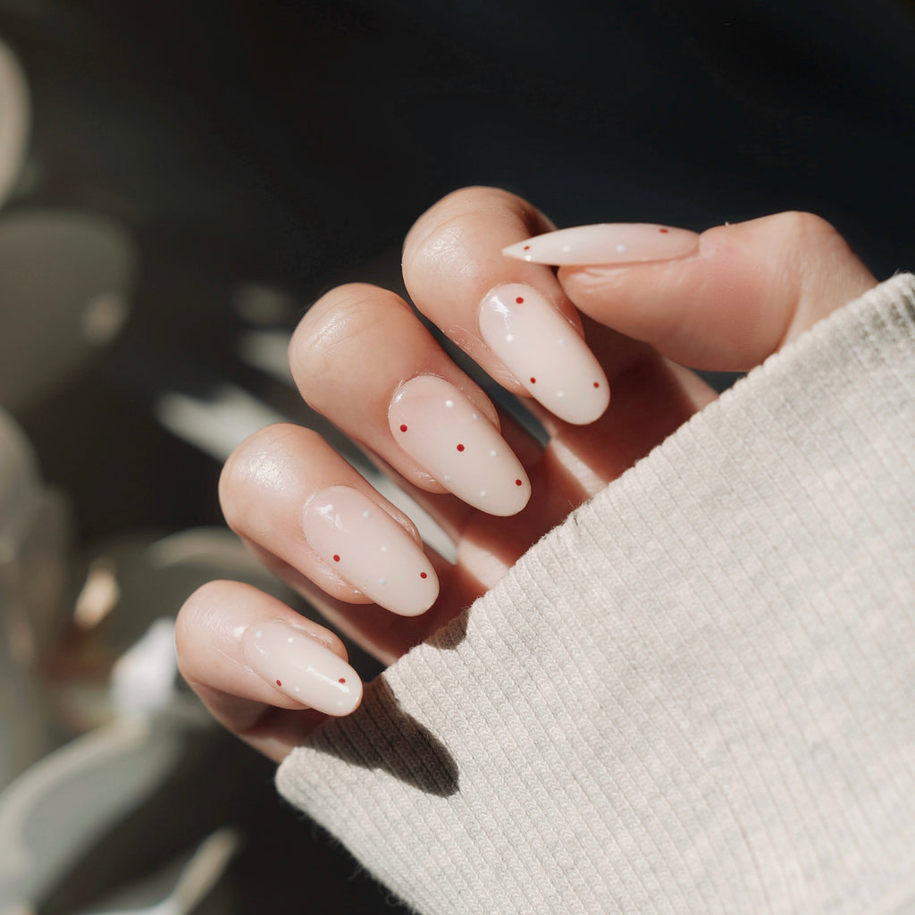 10-Pack Nude Blush & Peach Cat Eye False Nails - Short Square