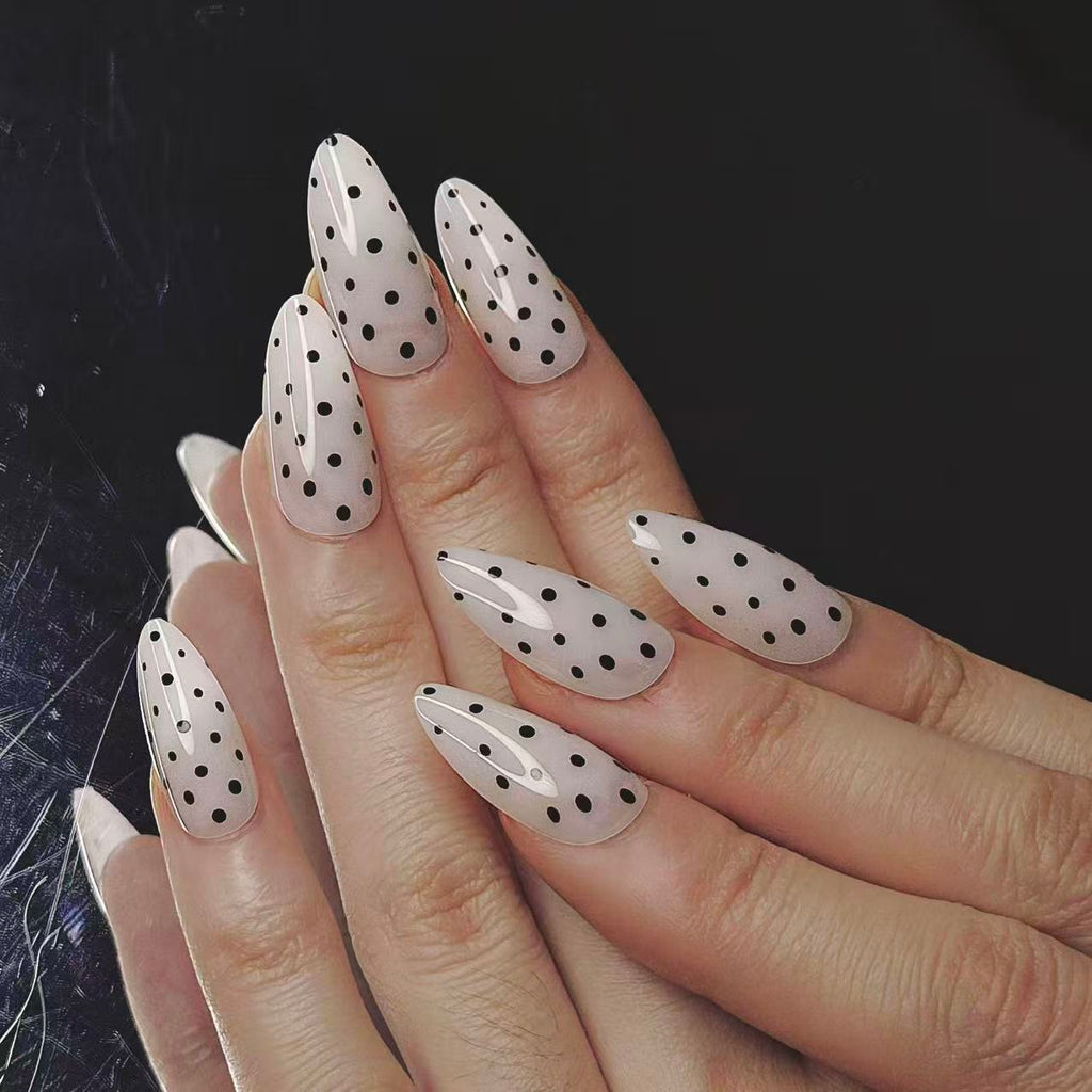 24-Pack Retro False Nails: Polka Dot, Butterfly, Leopard & Floral Designs