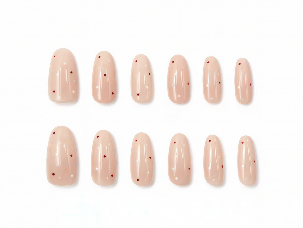 10-Pack Nude Blush & Peach Cat Eye False Nails - Short Square