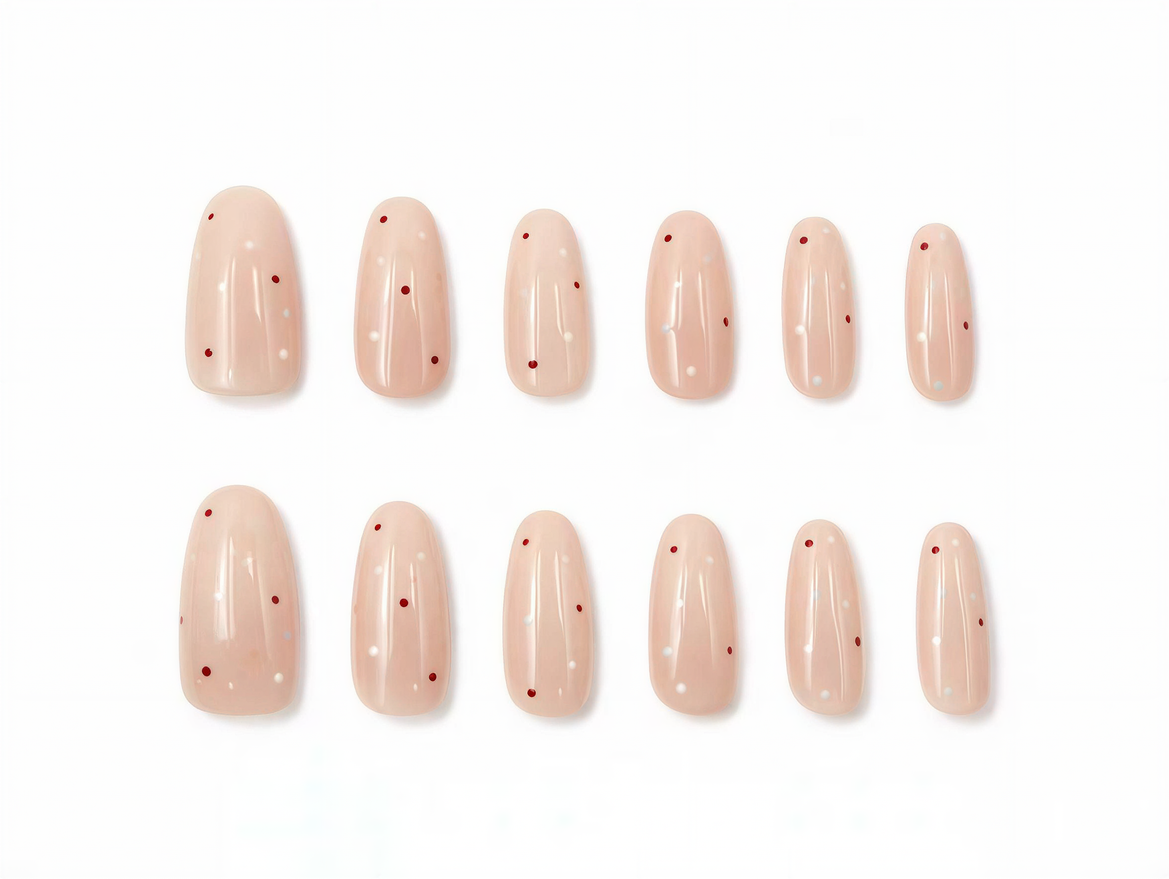 10-Pack Nude Blush & Peach Cat Eye False Nails - Short Square