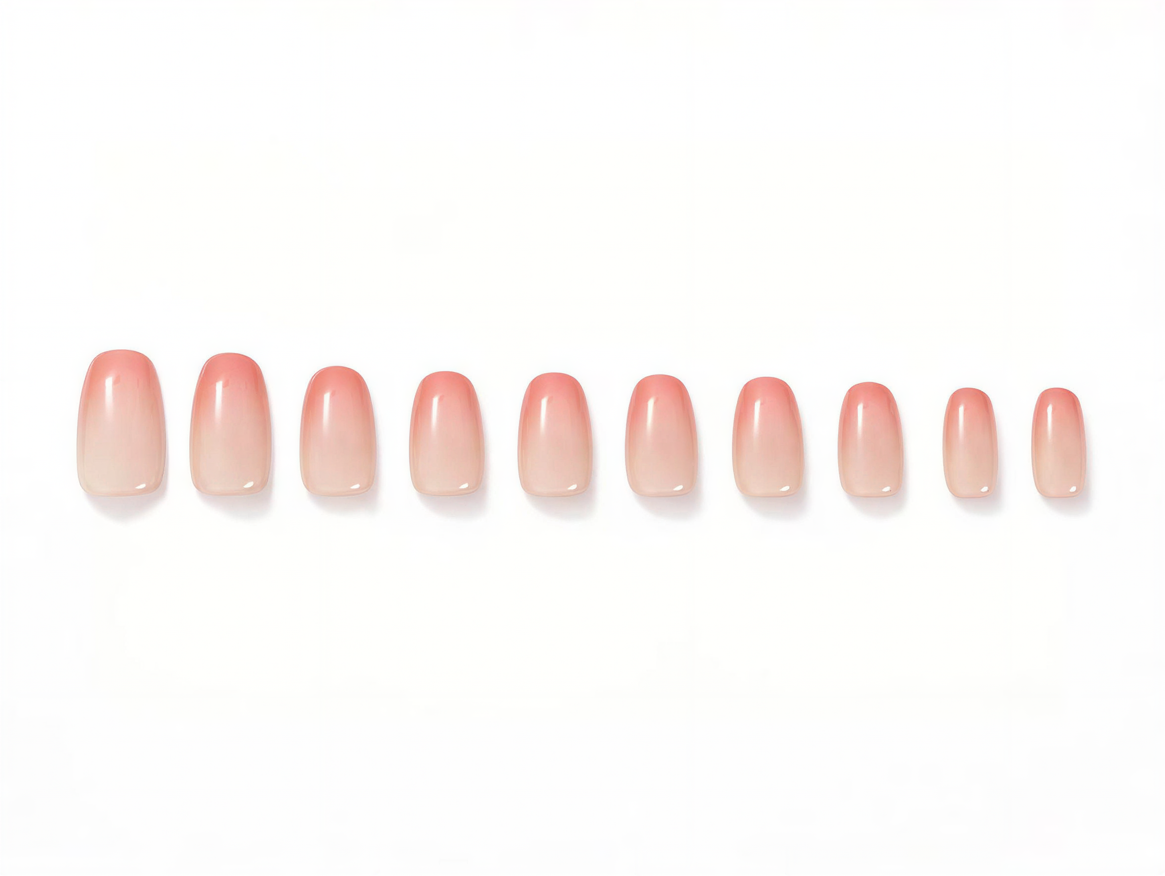 10-Pack Nude Blush & Peach Cat Eye False Nails - Short Square