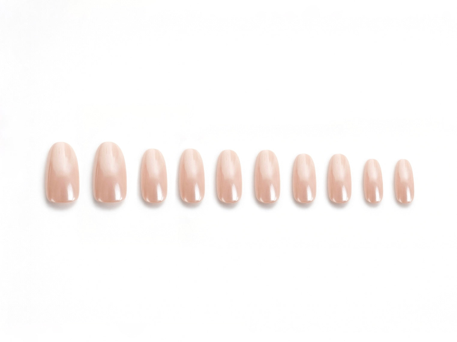 10-Pack Nude Blush & Peach Cat Eye False Nails - Short Square