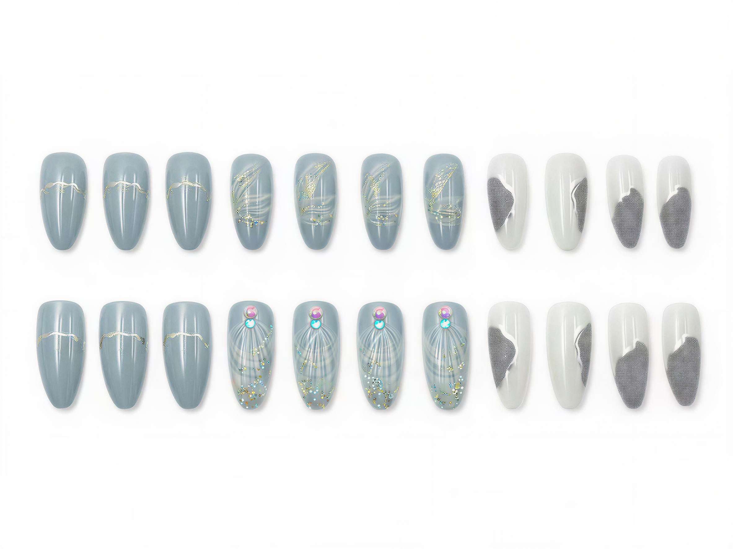 Press on Nails 24/30PCS: Jelly Red Flame Planet 3D Shell Gothic