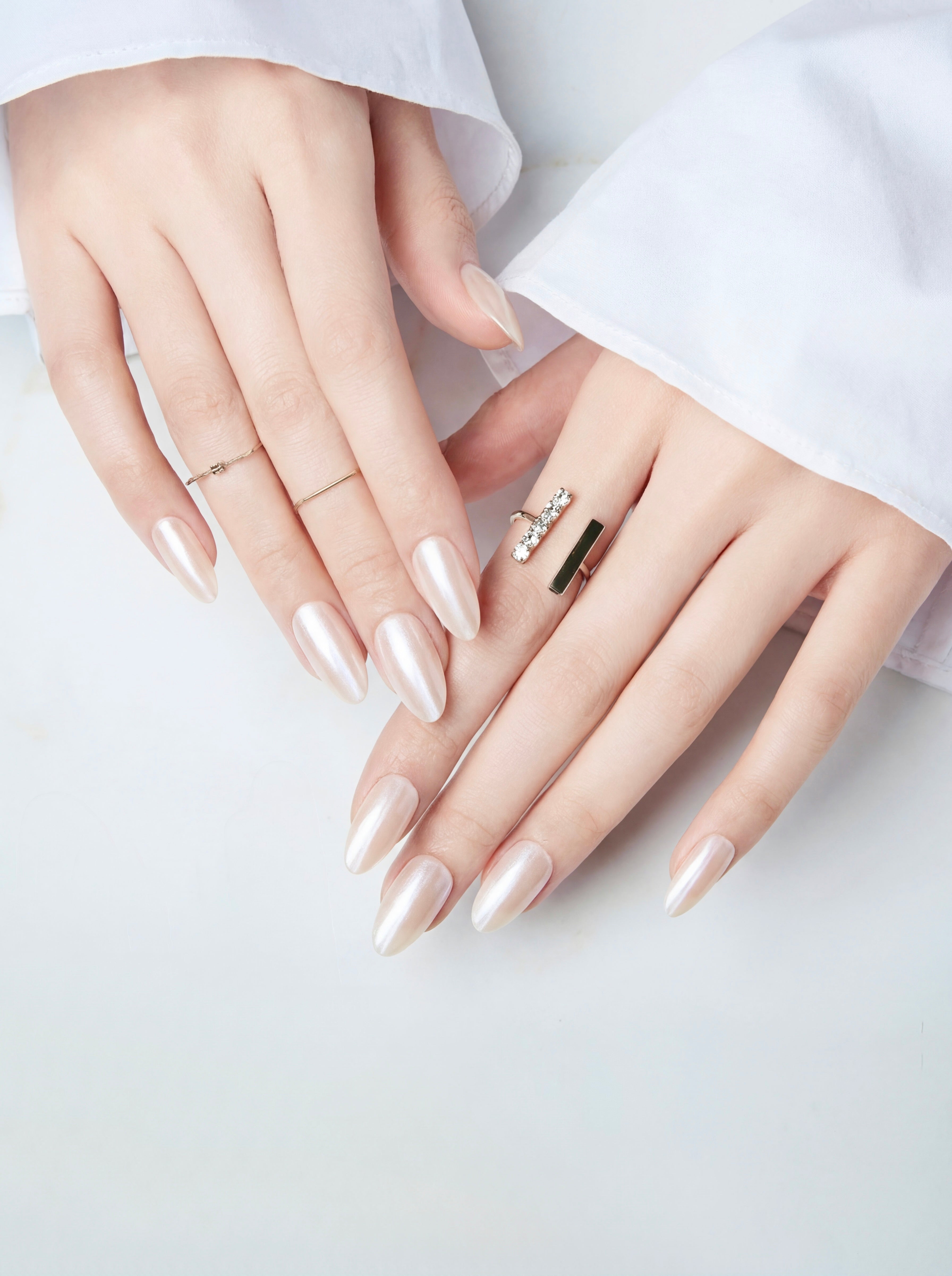 10-Pack Nude Blush & Peach Cat Eye False Nails - Short Square