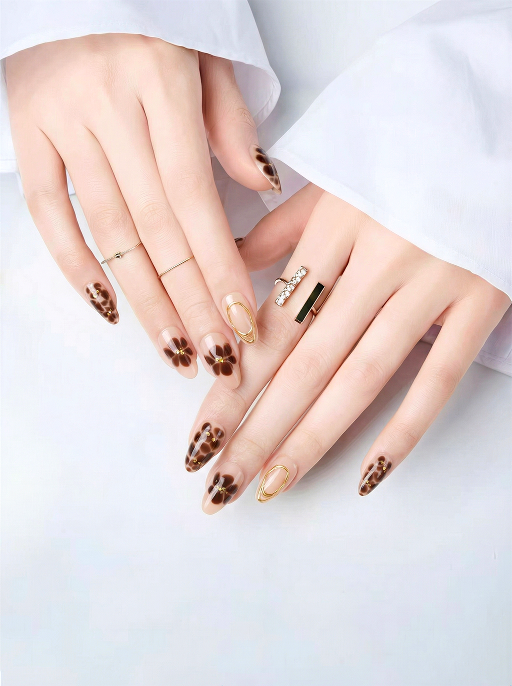 24-Pack Retro False Nails: Polka Dot, Butterfly, Leopard & Floral Designs