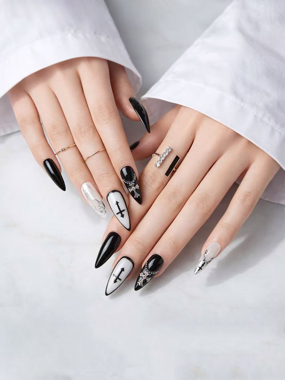 Press on Nails 24/30PCS: Jelly Red Flame Planet 3D Shell Gothic