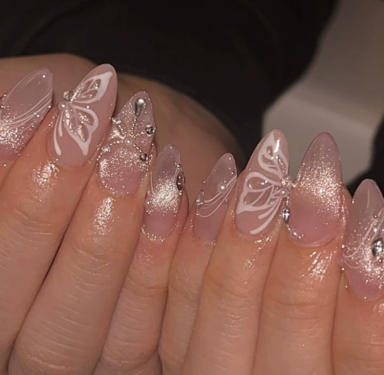 Press on Nails 24/30PCS: Jelly Red Flame Planet 3D Shell Gothic