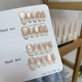 10-Pack French & Rainbow Polka Dot False Nails - Short Square