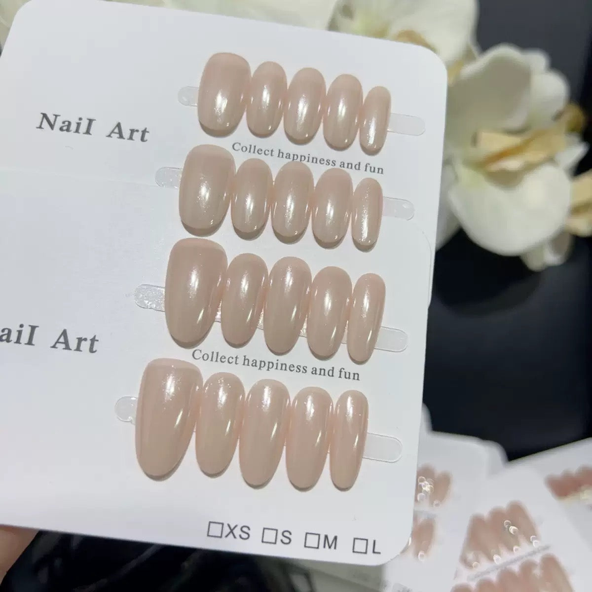 10-Pack Press on Nails Short Square, Nude Blush Hailey & Cream Polka Dot & Peach Cat Eye & Milky White False Nails, Glue on Artificial Nail Tips for Women Girls, DIY Manicure Set