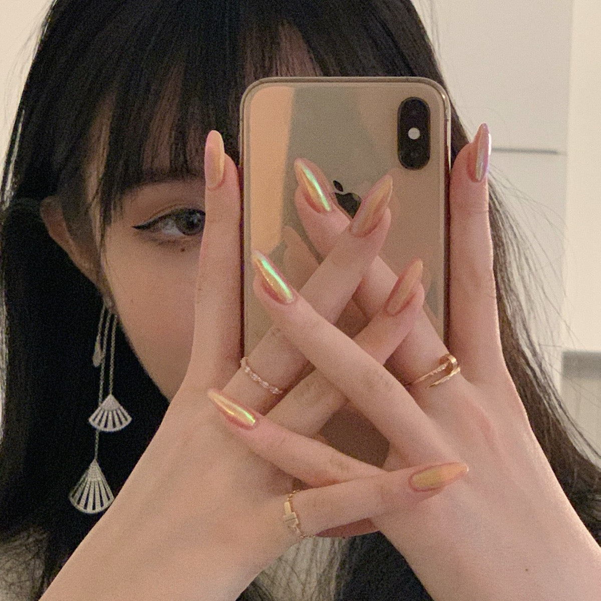 24-Pack Press on Nails, Retro Polka Dot Aurora Glaze Butterfly Wing Black Panther Pink Diamond French Leopard Gold Foil Floral Designs, Glue on False Artificial Nail Tips for Women Girls, DIY Manicure Set